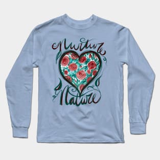 Nurture Nature Watercolor Heart Long Sleeve T-Shirt